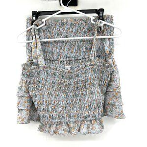 Fashion Nova Blue Floral 2 Piece Skirt Set Women's Medium
